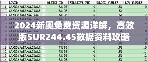 2024新奥免费资源详解，高效版SUR244.45数据资料攻略