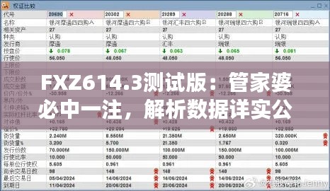 FXZ614.3测试版：管家婆必中一注，解析数据详实公布