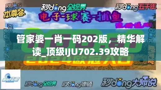 管家婆一肖一码202版，精华解读_顶级IJU702.39攻略