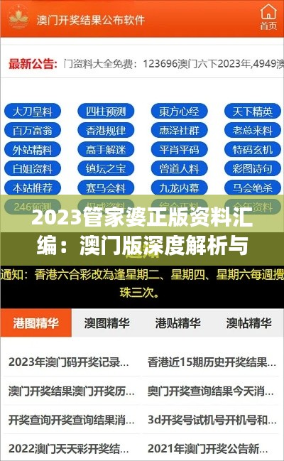 2023管家婆正版资料汇编：澳门版深度解析与同步策略YJL667.65