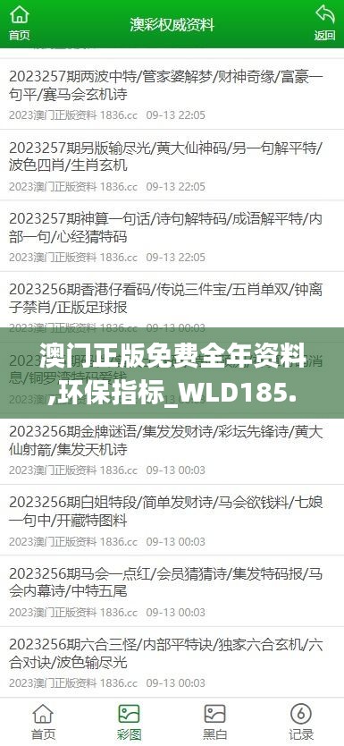 澳门正版免费全年资料,环保指标_WLD185.98真仙