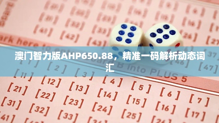 澳门智力版AHP650.88，精准一码解析动态词汇