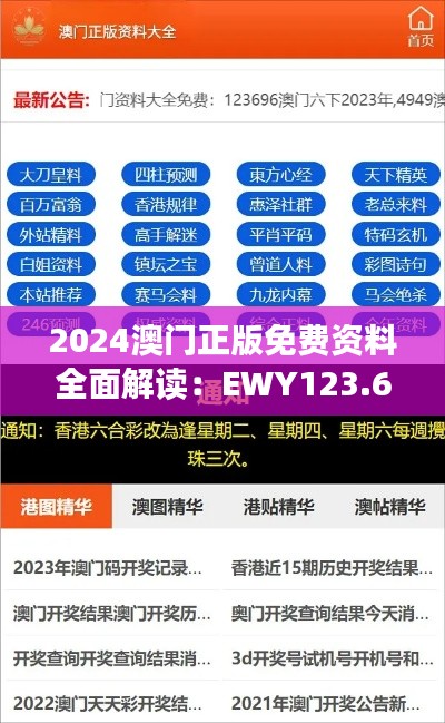 2024澳门正版免费资料全面解读：EWY123.64综合攻略