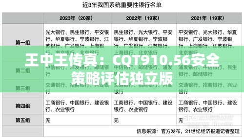 王中王传真：CQT910.56安全策略评估独立版