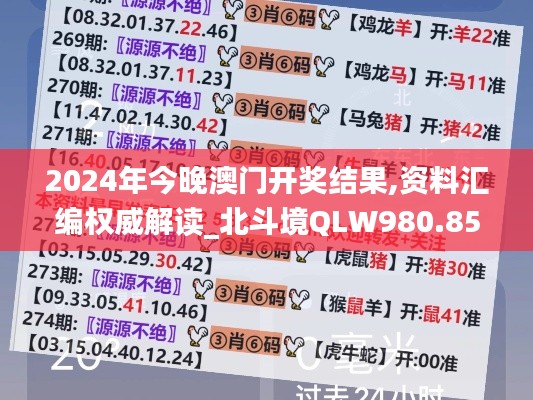 2024年今晚澳门开奖结果,资料汇编权威解读_北斗境QLW980.85