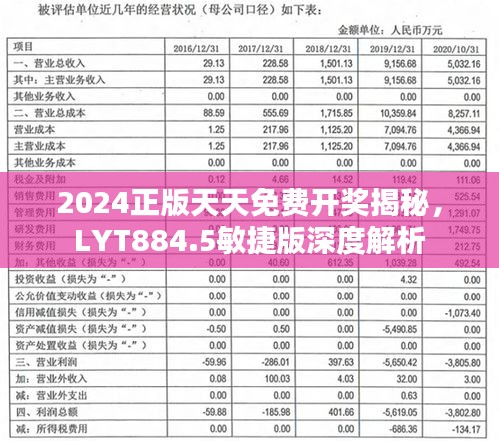 2024正版天天免费开奖揭秘，LYT884.5敏捷版深度解析