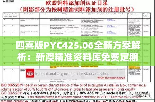 四喜版PYC425.06全新方案解析：新澳精准资料库免费定期更新