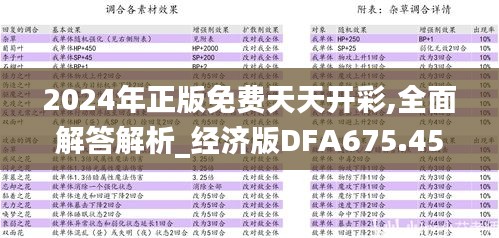 2024年正版免费天天开彩,全面解答解析_经济版DFA675.45