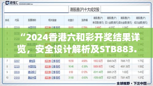 “2024香港六和彩开奖结果详览，安全设计解析及STB883.59动态版解读”