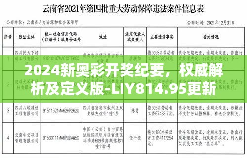 2024新奥彩开奖纪要，权威解析及定义版-LIY814.95更新