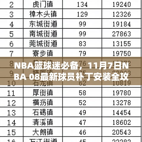 NBA篮球迷必备，11月7日NBA 08最新球员补丁安装全攻略，初学者与进阶用户均可参考