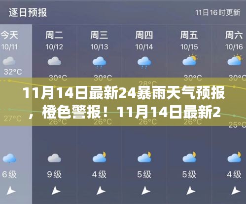 橙色警报！最新11月14日24小时暴雨天气预报来袭，你准备好了吗？