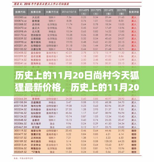 历史上的11月20日尚村狐狸价格概览，今日市场最新动态与价格概览对比分析