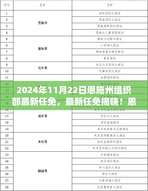 2024年11月22日恩施州组织部人事调整动态及最新任免揭晓