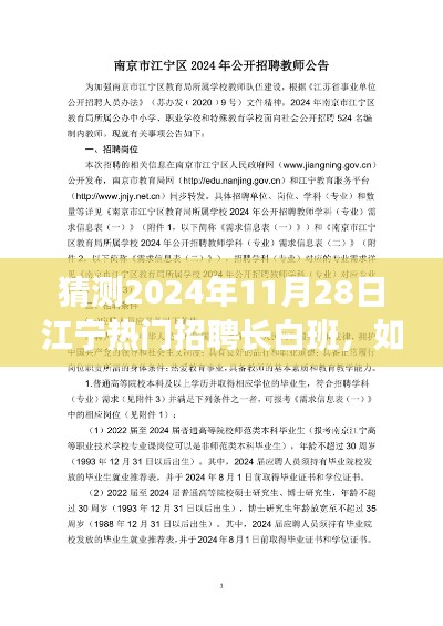 2024年11月28日江宁热门招聘长白班攻略，准备与求职步骤详解