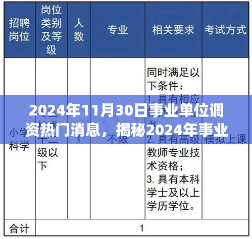 揭秘2024年事业单位调资内幕，最新消息与三大要点深度解读