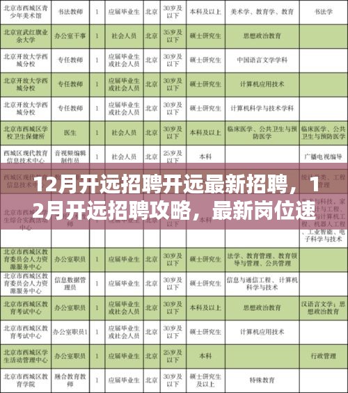 12月开远最新招聘攻略与岗位速递，求职入门指南