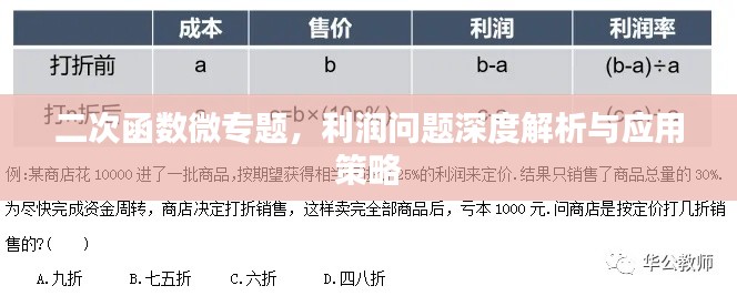 二次函数微专题，利润问题深度解析与应用策略