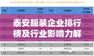 泰安服装企业排行榜及行业影响力解析