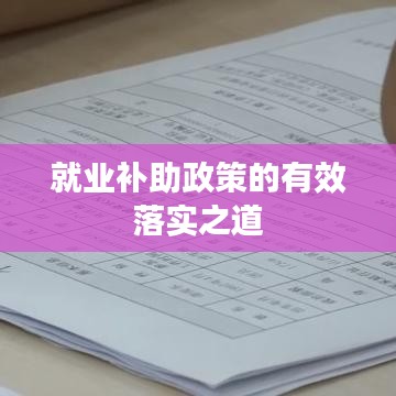 就业补助政策的有效落实之道