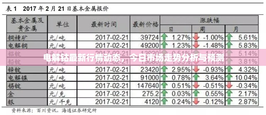 电解钴最新行情动态，今日市场走势分析与预测