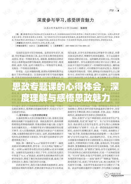 思政专题课的心得体会，深度理解与感悟思政魅力