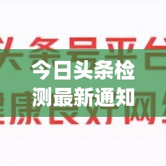 今日头条检测最新通知解读与解析