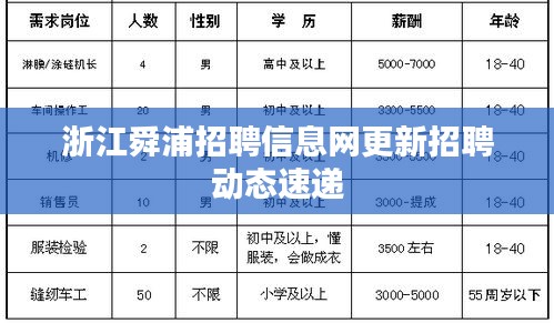 浙江舜浦招聘信息网更新招聘动态速递