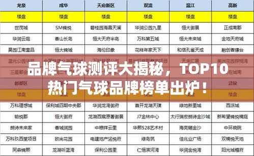 品牌气球测评大揭秘，TOP10热门气球品牌榜单出炉！