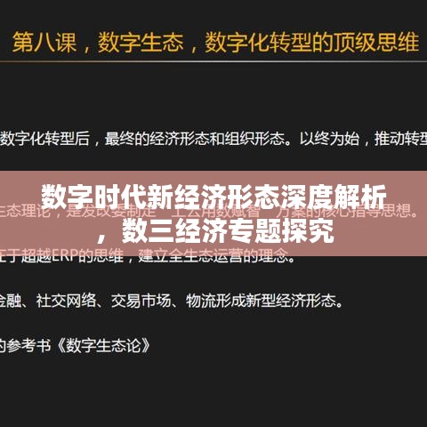 数字时代新经济形态深度解析，数三经济专题探究